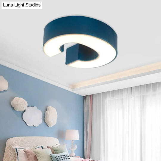 Kid’s Alphabet Led Flush Mount Light Fixture For Kindergarten - Green/Red/Blue Colors