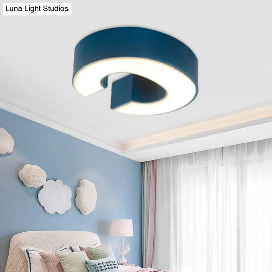 Kids Alphabet Led Flush Mount Light Fixture For Kindergarten - Green/Red/Blue Colors