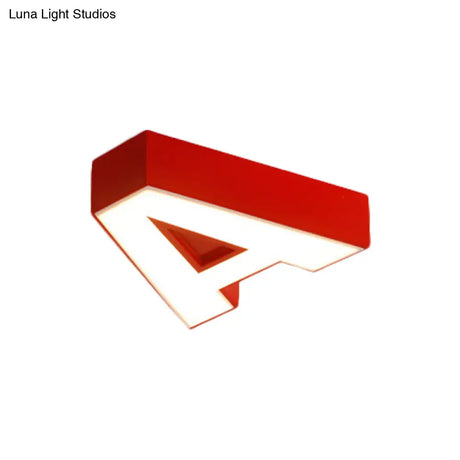 Kid’s Alphabet Led Flush Mount Light Fixture For Kindergarten - Green/Red/Blue Colors