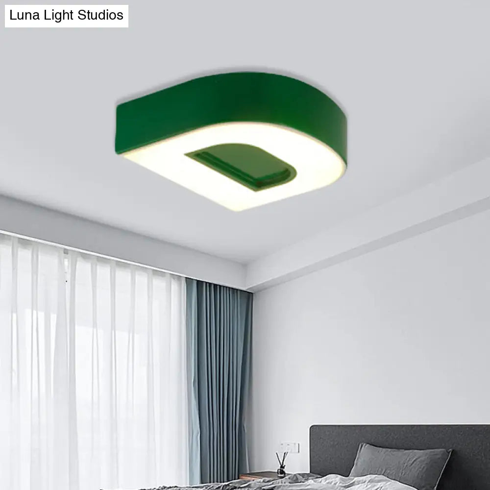 Kid’s Alphabet Led Flush Mount Light Fixture For Kindergarten - Green/Red/Blue Colors