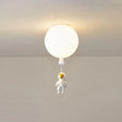 Kids Astronaut And Balloon Ceiling Light – White 1 - Bulb Flush Mount With Acrylic Shade / 8’