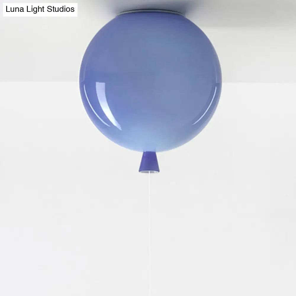 Kids Balloon Plastic Ceiling Light With Semi Mount And 1 - Light Fixture Blue