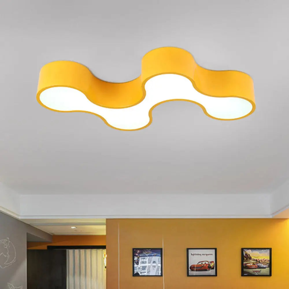 Kid’s Bedroom Acrylic Geometric Cartoon Led Flushmount Light In Green/Yellow/Blue Yellow