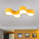 Kid’s Bedroom Acrylic Geometric Cartoon Led Flushmount Light In Green/Yellow/Blue Yellow