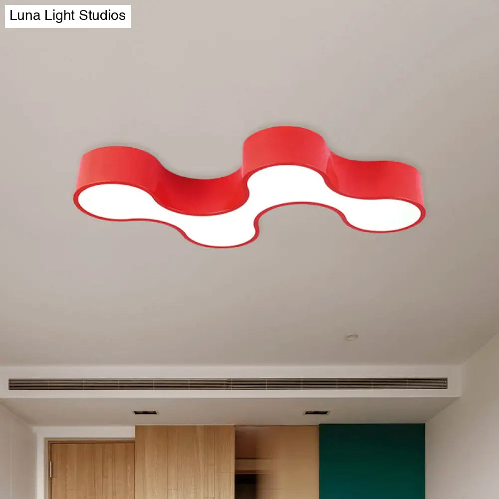 Kid’s Bedroom Acrylic Geometric Cartoon Led Flushmount Light In Green/Yellow/Blue