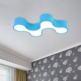Kid’s Bedroom Acrylic Geometric Cartoon Led Flushmount Light In Green/Yellow/Blue Blue