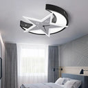 Kid’s Bedroom Flushmount Ceiling Lamp With Star And Moon Cartoon Leds White / 18’
