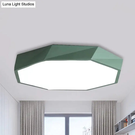 Kid’s Bedroom Led Ceiling Light - Acrylic Octagon Flush Mount With Macaron Candy Colors