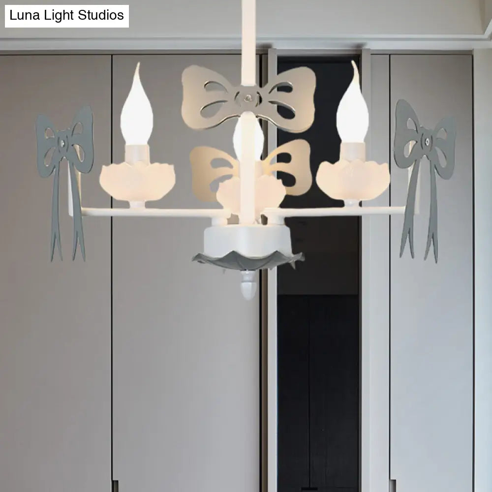 Kids Bow Pendant Light - Contemporary Metal Chandelier For Living Room Décor