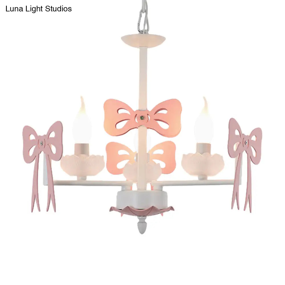 Kids Bow Pendant Light - Contemporary Metal Chandelier For Living Room Décor