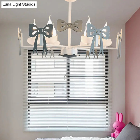 Kids Bow Pendant Light - Contemporary Metal Chandelier For Living Room Décor