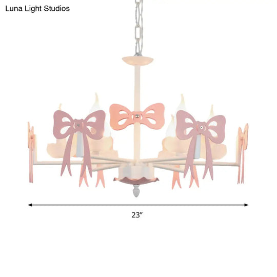Kids Bow Pendant Light - Contemporary Metal Chandelier For Living Room Décor