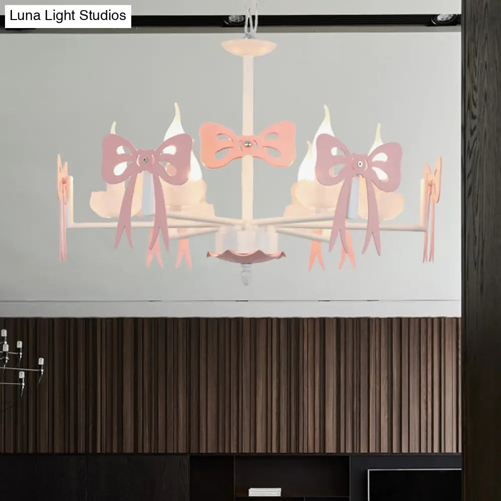 Kids Bow Pendant Light - Contemporary Metal Chandelier For Living Room Décor