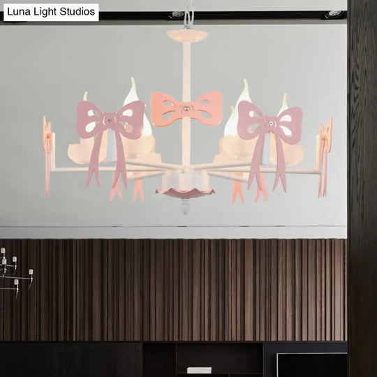Kids Bow Pendant Light - Contemporary Metal Chandelier For Living Room Décor