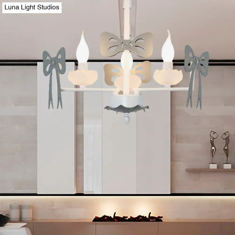 Kids Bow Pendant Light - Contemporary Metal Chandelier For Living Room Décor