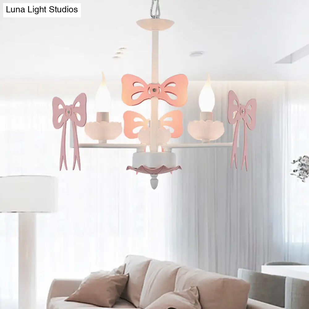 Kids Bow Pendant Light - Contemporary Metal Chandelier For Living Room Décor