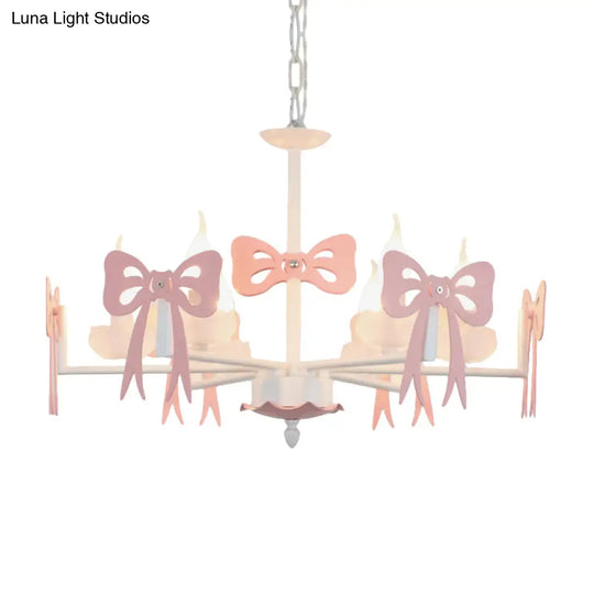 Kids Bow Pendant Light - Contemporary Metal Chandelier For Living Room Décor