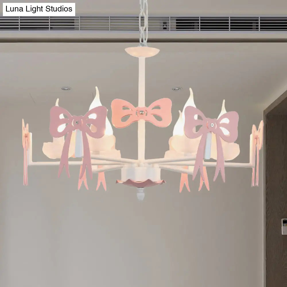 Kids Bow Pendant Light - Contemporary Metal Chandelier For Living Room Décor