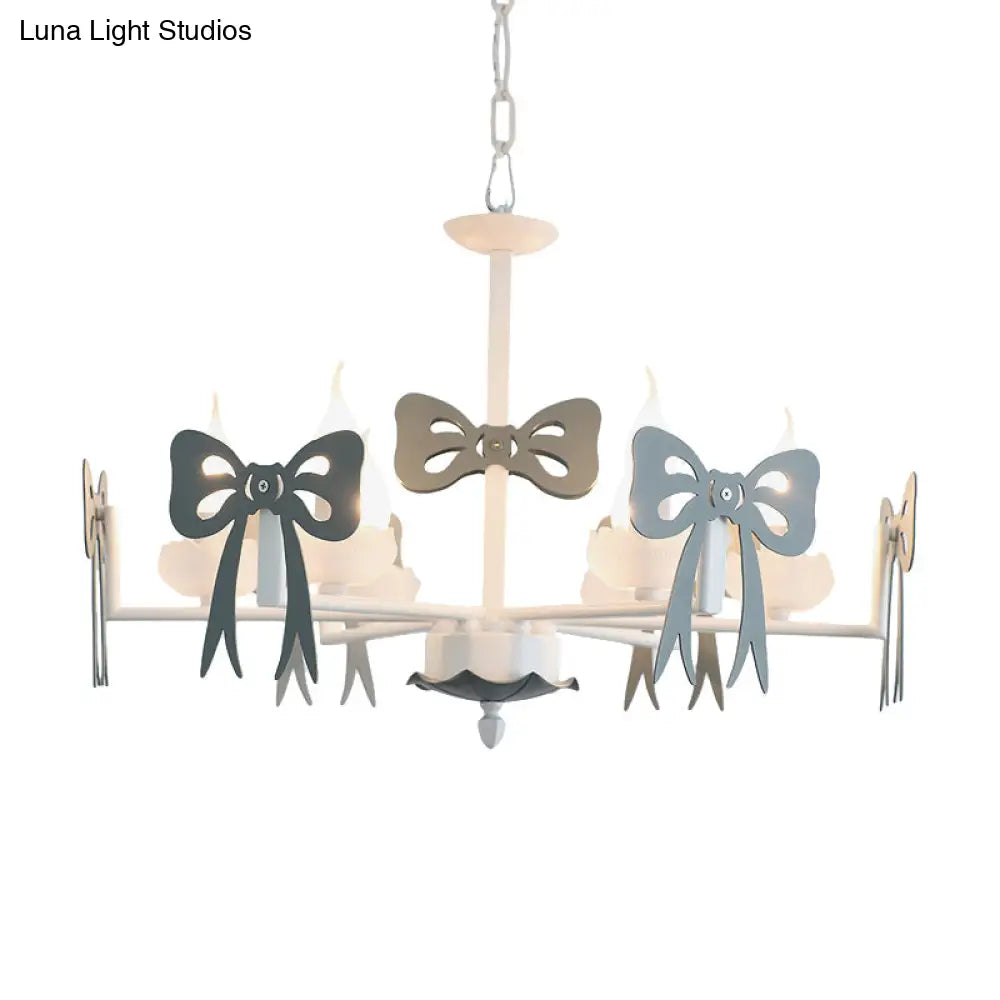 Kids Bow Pendant Light - Contemporary Metal Chandelier For Living Room Décor