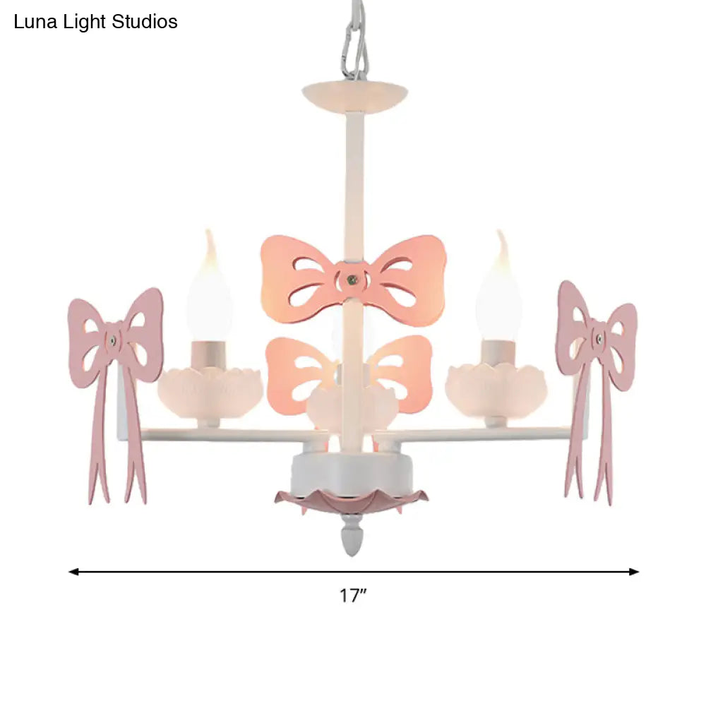 Kids Bow Pendant Light - Contemporary Metal Chandelier For Living Room Décor