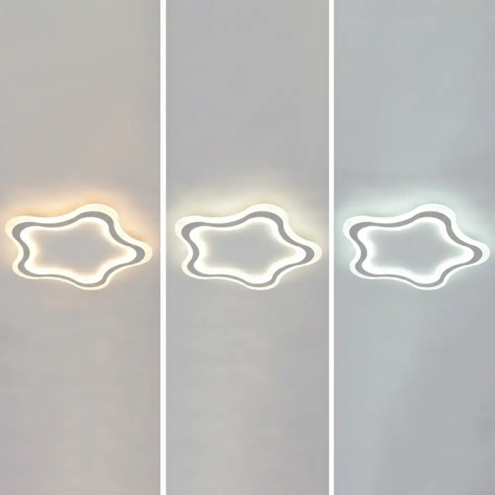 Kids’ Cartoon Acrylic Led Flushmount Ceiling Light With White Pentacle Design / 21’ Third Gear