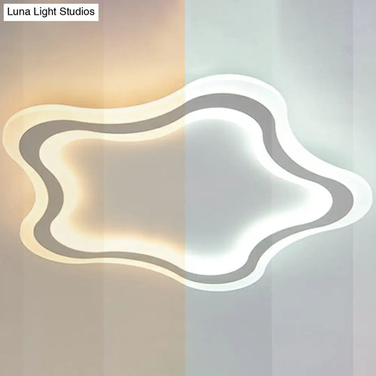 Kids Cartoon Acrylic Led Flushmount Ceiling Light With White Pentacle Design / 21 Remote Control