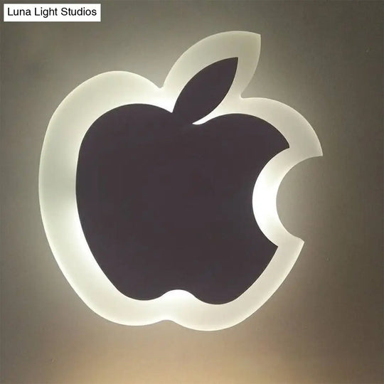 Kids Cartoon Apple/Leaf/Cat Led Flush Mount Wall Sconce - Small Acrylic Light For Childrens Bedroom