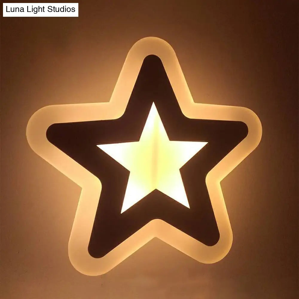 Kids Cartoon Apple/Leaf/Cat Led Flush Mount Wall Sconce - Small Acrylic Light For Childrens Bedroom