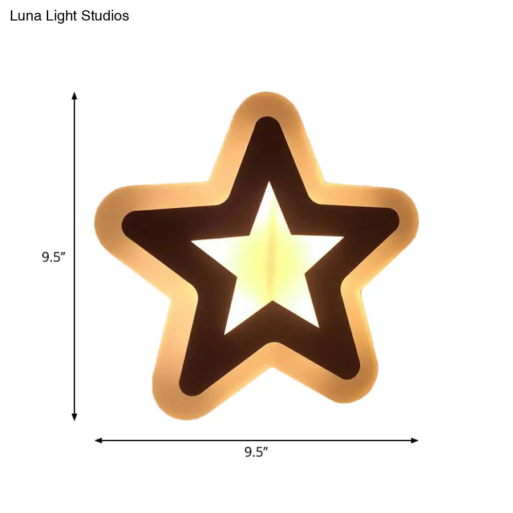 Kids Cartoon Apple/Leaf/Cat Led Flush Mount Wall Sconce - Small Acrylic Light For Childrens Bedroom