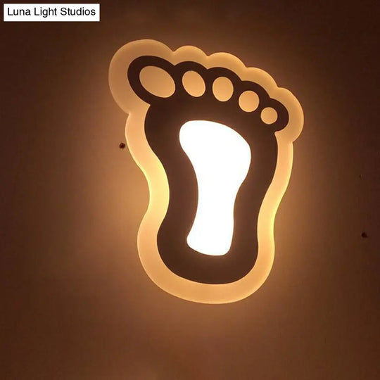 Kids Cartoon Apple/Leaf/Cat Led Flush Mount Wall Sconce - Small Acrylic Light For Childrens Bedroom