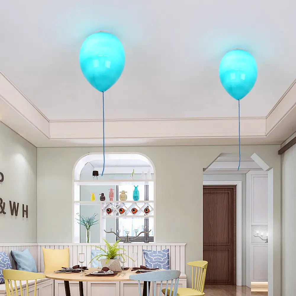Kids Cartoon Balloon Glass Flush Mount Ceiling Light Fixture For Bedroom