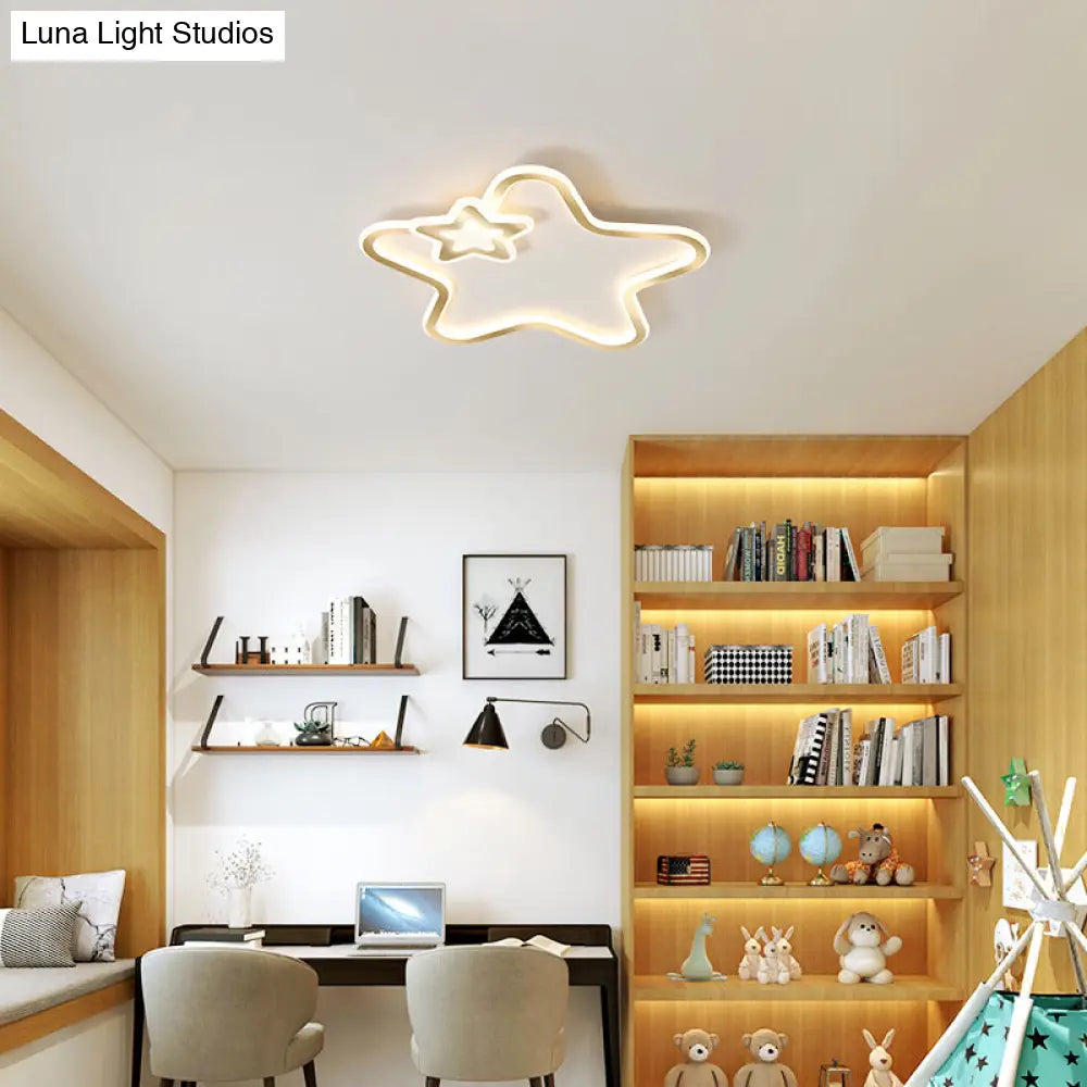 Kids’ Cartoon Star Led Ceiling Light Fixture - Acrylic Flushmount For Bedroom