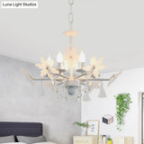 Kids Clear Glass Candle Chandelier: 3/6 Lights Gray/White Pendant Lamp With K9 Crystal & Snowflake
