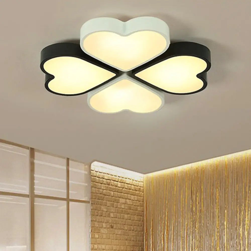 Kids’ Designer Heart Flush Mount Ceiling Light With Acrylic Fixture - Ideal For Bedrooms Black -