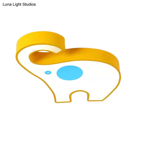 Kid’s Elephant Led Ceiling Mount Light - Vibrant Acrylic Animal Candy Colored Lamp