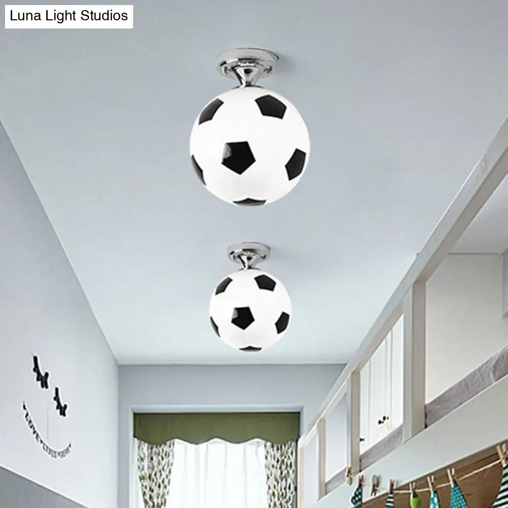 Kids Football Ceiling Mounted Fixture - Close To Lighting For Bedroom With Glass Style