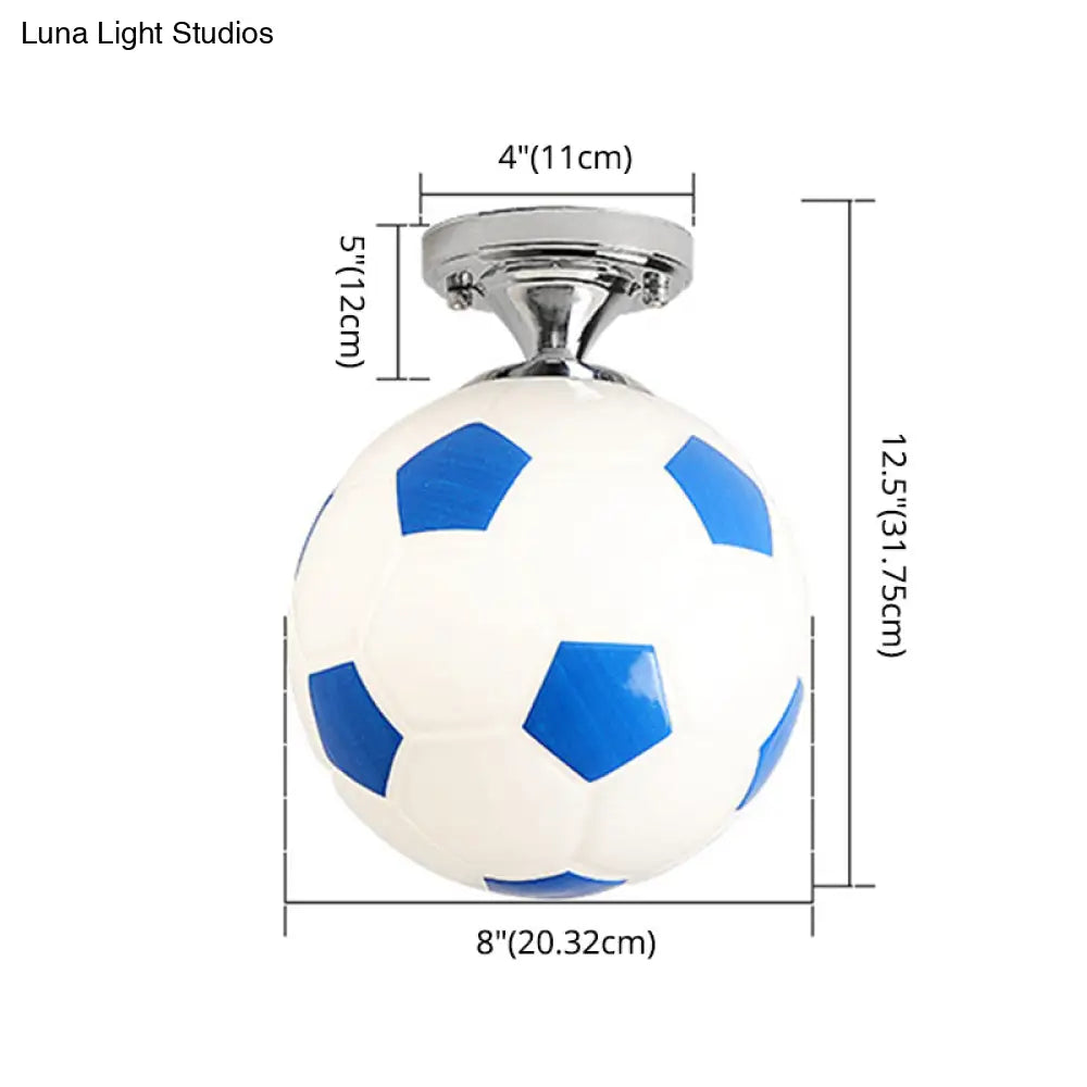Kids Football Ceiling Mounted Fixture - Close To Lighting For Bedroom With Glass Style