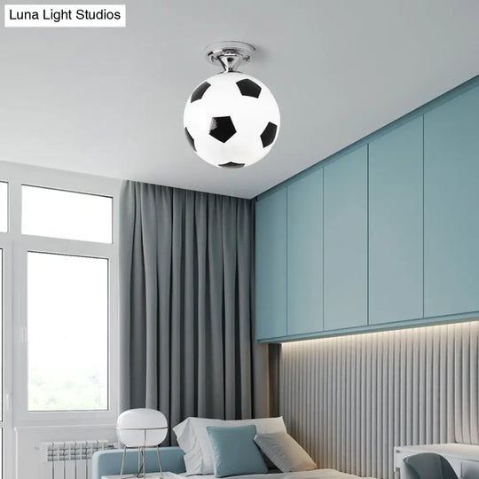 Kids Football Ceiling Mounted Fixture - Close To Lighting For Bedroom With Glass Style