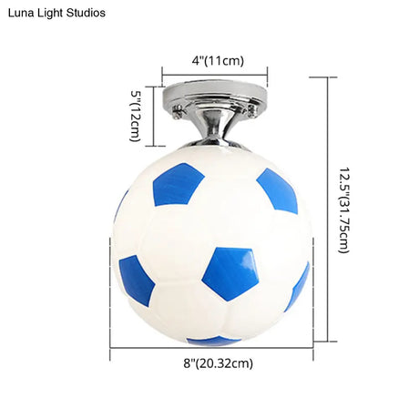 Kids Football Ceiling Mounted Fixture - Close To Lighting For Bedroom With Glass Style