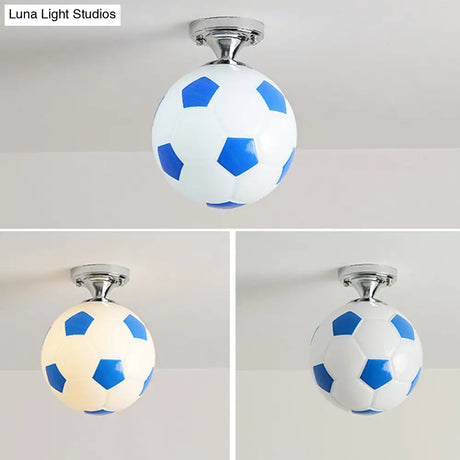 Kids Football Ceiling Mounted Fixture - Close To Lighting For Bedroom With Glass Style