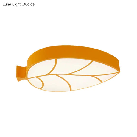 Kid’s Leaf Led Ceiling Lamp - Cartoon Acrylic Metal Flush Mount Light