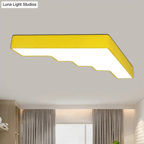 Kid’s Led Acrylic Flush Mount Ceiling Lamp In Blue/Pink/Yellow With Ladder Design