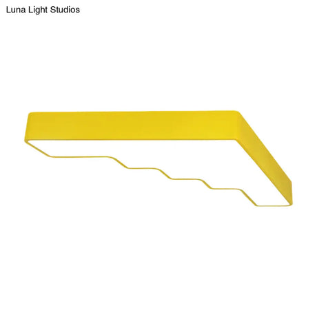 Kid’s Led Acrylic Flush Mount Ceiling Lamp In Blue/Pink/Yellow With Ladder Design
