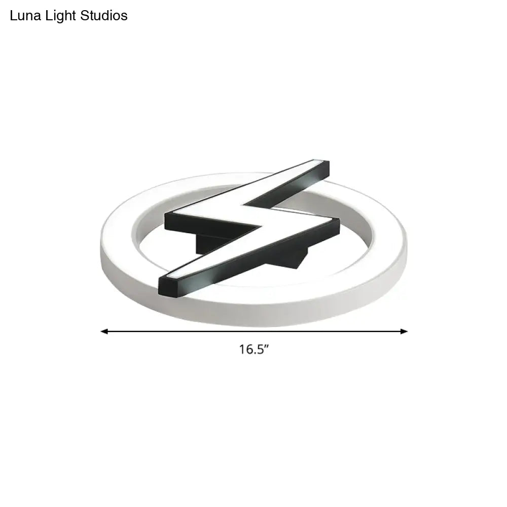 Kid’s Led Ceiling Light - White Lightning Ring Design For Boys And Girls Bedrooms