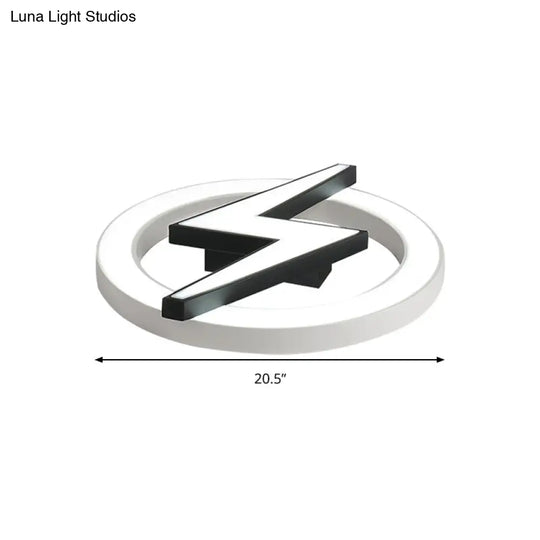 Kids Led Ceiling Light - White Lightning Ring Design For Boys And Girls Bedrooms