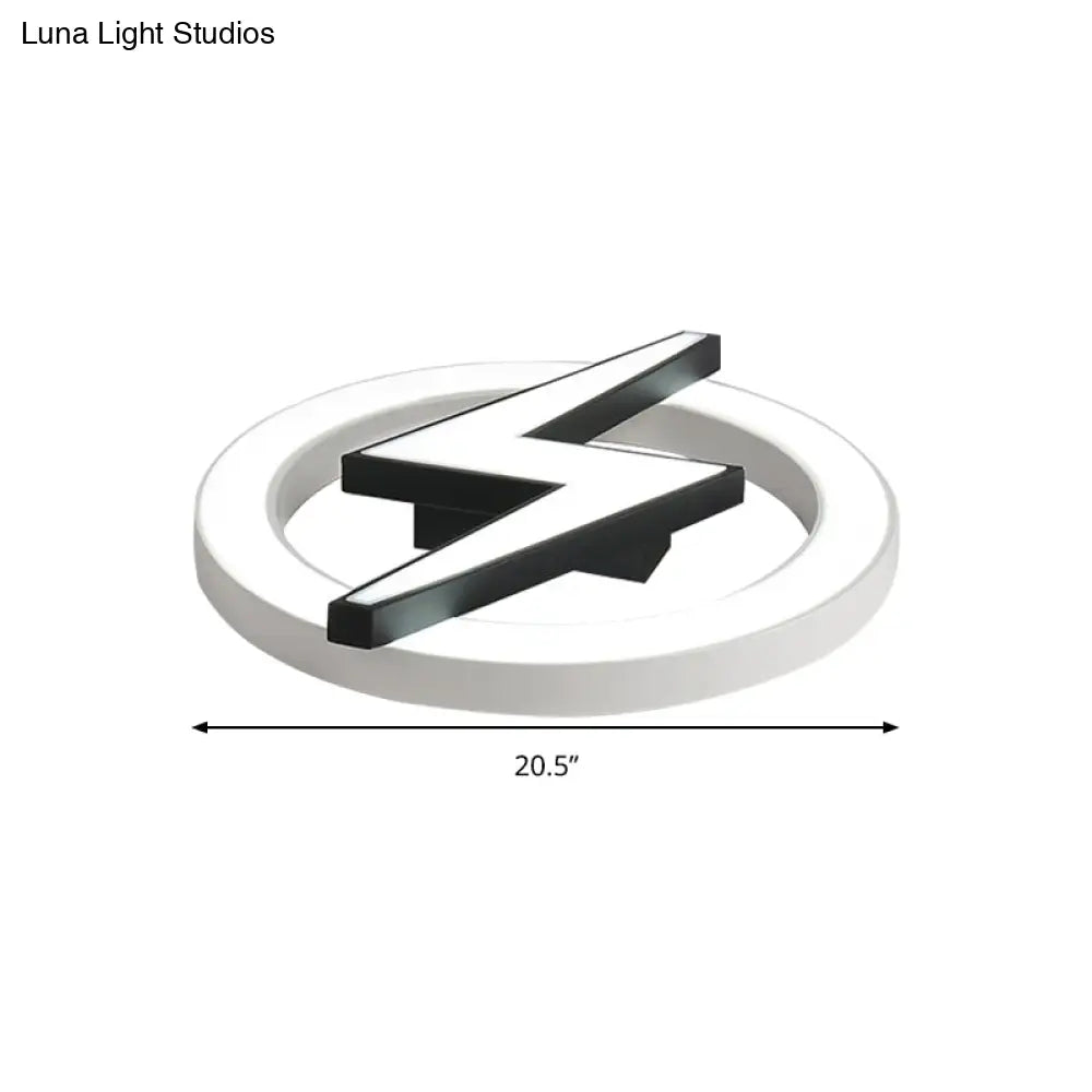 Kid’s Led Ceiling Light - White Lightning Ring Design For Boys And Girls Bedrooms
