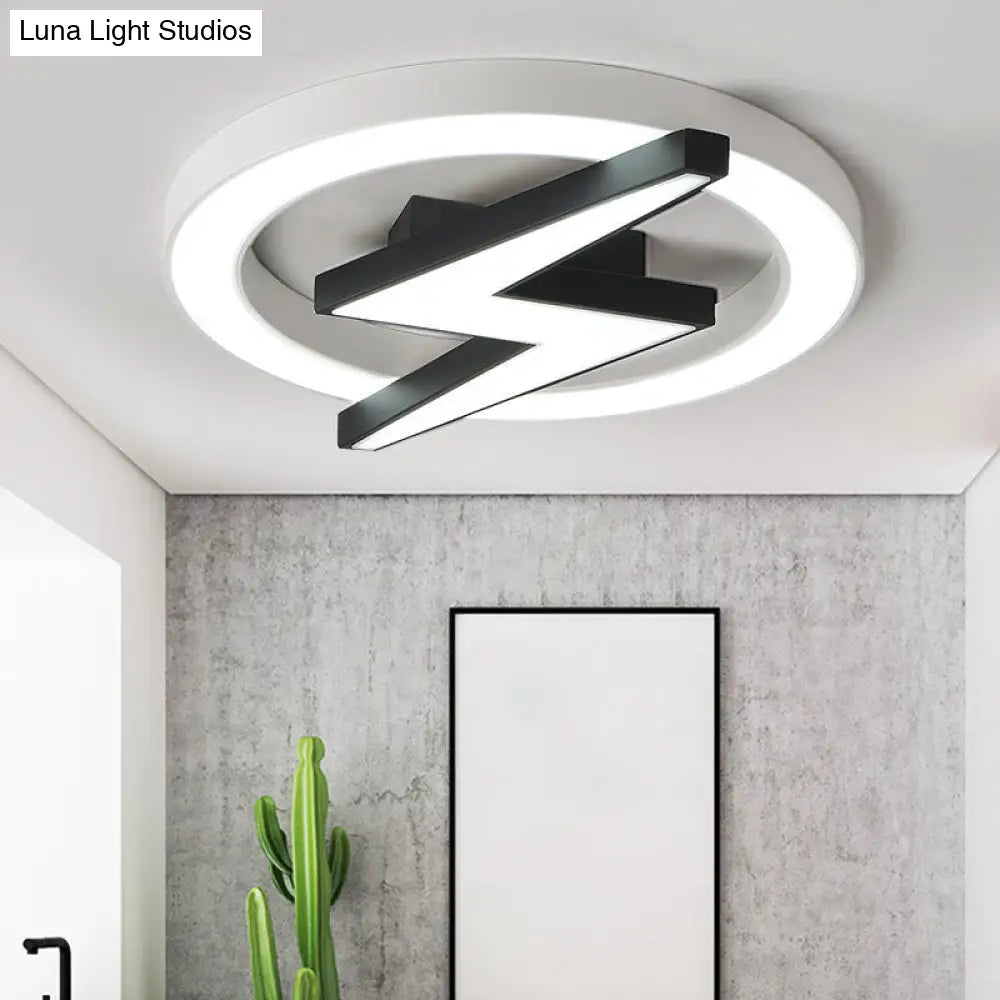 Kids Led Ceiling Light - White Lightning Ring Design For Boys And Girls Bedrooms / 16.5