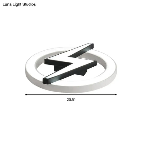 Kid’s Led Ceiling Light - White Lightning Ring Design For Boys And Girls Bedrooms
