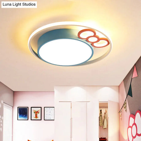 Kids Led Ceiling Light With Bow Design In Pink/Blue Finish Warm/White Available 18’/23’ Dia