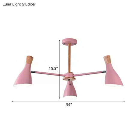 Kids Metal Chandelier: Rotatable Bottle Shape Light In Pink For Nursing Room